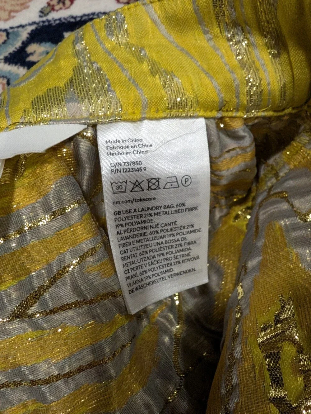 Yellow Patterned A-Line Women's Skirt (Purchased in Europe) - Picture 4 of 6